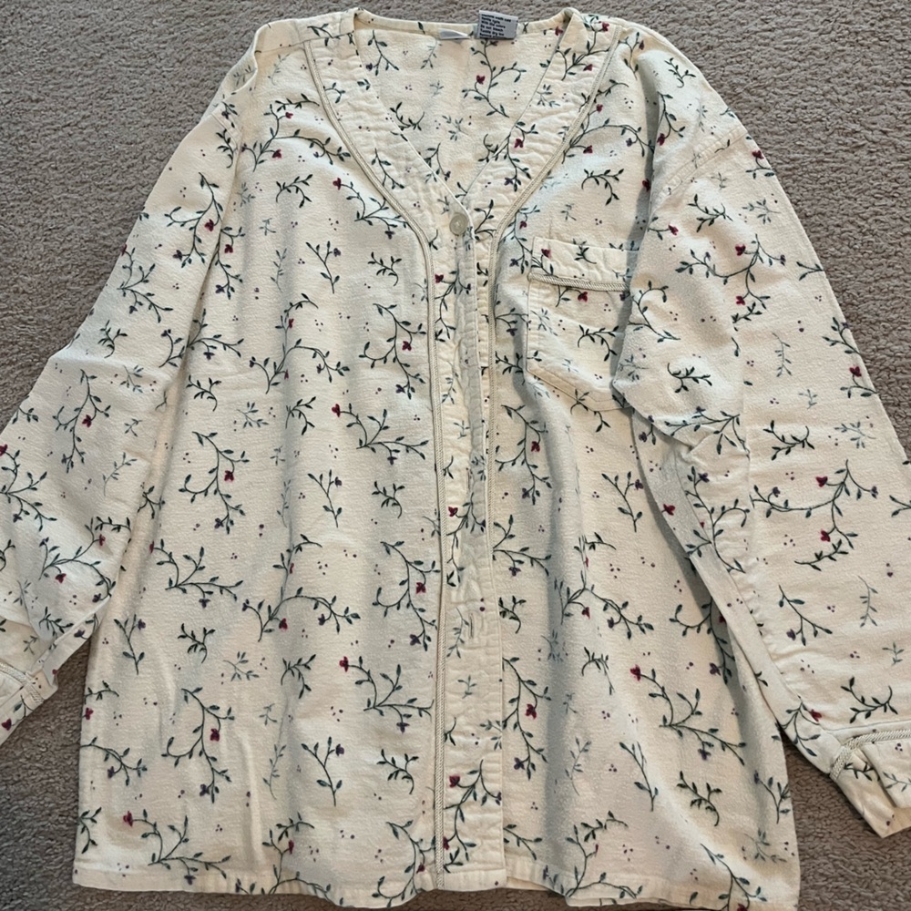 Cherokee Floral Print Cotton Flannel Pajama Set